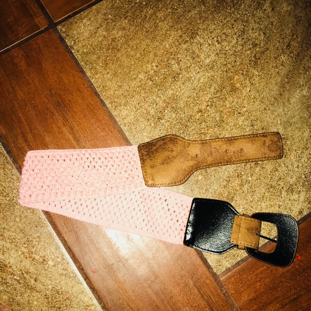 Blush pink stretch crochet belt